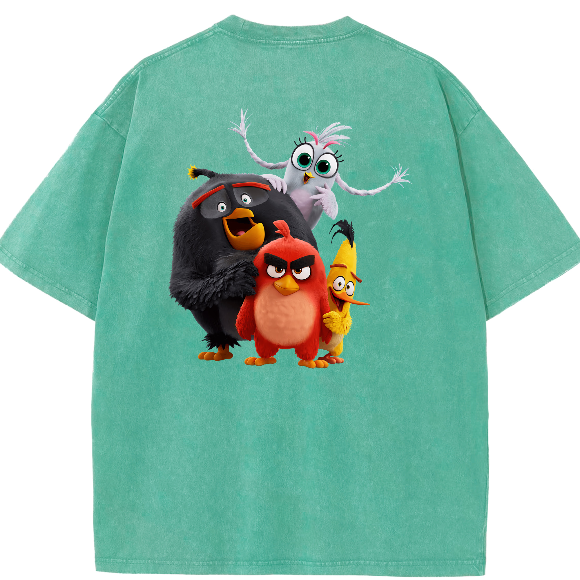 （画像用） Angry Birds アングリーバード 綿100% ヴィンテージ風 半袖Tシャツ（背面プリント）